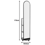 Καθρέπτης Τροχήλατος Espero Pakoworld mdf με Ράφια σε Λευκή Απόχρωση Φ34x170εκ