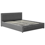 Κρεβάτι Huga Pakoworld με Αποθηκευτικό Χώρο Βελούδο Ανθρακί 120x200εκ