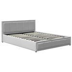 Κρεβάτι Huga Pakoworld με Αποθηκευτικό Χώρο Βελούδο Γκρι 120x200εκ