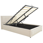 Κρεβάτι Huga Pakoworld με Αποθηκευτικό Χώρο Ύφασμα Μπεζ 120x200εκ