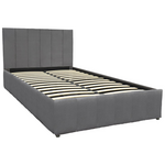 Κρεβάτι Snuggle Pakoworld με Αποθηκευτικό Χώρο Βελούδο Ανθρακί 120x200εκ