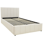 Κρεβάτι Snuggle Pakoworld με Αποθηκευτικό Χώρο Ύφασμα Μπεζ 120x200εκ