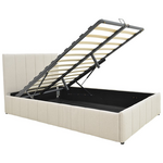 Κρεβάτι Snuggle Pakoworld με Αποθηκευτικό Χώρο Ύφασμα Μπεζ 120x200εκ