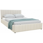 Κρεβάτι Snuggle Pakoworld με Αποθηκευτικό Χώρο Ύφασμα Μπεζ 160x200εκ