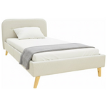 Κρεβάτι Lumilux Pakoworld Ύφασμα σε Μπεζ Απόχρωση 100x200εκ