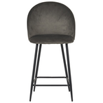 Σκαμπό Μπαρ Μεσαίου Ύψους Perch Pakoworld Βελούδο σε Ανθρακί Απόχρωση με Μαύρα Μεταλλικά Πόδια 50x43x99εκ