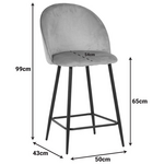 Σκαμπό Μπαρ Μεσαίου Ύψους Perch Pakoworld Βελούδο σε Μαύρη Απόχρωση με Μαύρα Μεταλλικά Πόδια 50x43x99εκ