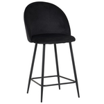Σκαμπό Μπαρ Μεσαίου Ύψους Perch Pakoworld Βελούδο σε Μαύρη Απόχρωση με Μαύρα Μεταλλικά Πόδια 50x43x99εκ