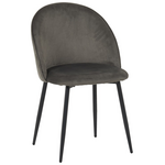 Καρέκλα Perch Pakoworld Βελούδο σε Ανθρακί Απόχρωση με Μαύρα Μεταλλικά Πόδια 50x43x82εκ
