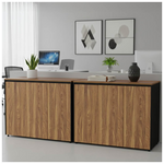 Ντουλάπια Γραφείου Χαμηλά Επαγγελματικά Oscar Pakoworld Καρυδί-Ανθρακί 240x40x80εκ