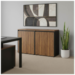 Ντουλάπια Γραφείου Χαμηλά Επαγγελματικά Oscar Pakoworld Καρυδί-Ανθρακί 160x40x80εκ