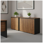 Ντουλάπια Γραφείου Χαμηλά Επαγγελματικά Oscar Pakoworld Καρυδί-Ανθρακί 200x40x80εκ