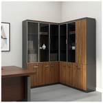 Ντουλάπες Γραφείου Επαγγελματικές Oscar Pakoworld Καρυδί-Ανθρακί 240x40x200εκ