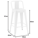Σκαμπό Μπαρ Μεσαίου Ύψους με Πλάτη Utopia Pakoworld Μέταλλο σε Λευκή ματ Απόχρωση 42x42x86εκ