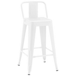 Σκαμπό Μπαρ Μεσαίου Ύψους με Πλάτη Utopia Pakoworld Μέταλλο σε Λευκή ματ Απόχρωση 42x42x86εκ
