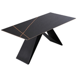 Τραπέζι Meja Pakoworld Sintered Stone Μαύρο Μαρμάρου -Μεταλλικά Πόδια 180x90x76εκ