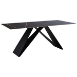 Τραπέζι Meja Pakoworld Sintered Stone Μαύρο Μαρμάρου -Μεταλλικά Πόδια 180x90x76εκ