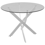 Τραπέζι Antoro Pakoworld Γυαλί και Μεταλλικά Πόδια σε Λευκή Απόχρωση Φ80x75εκ