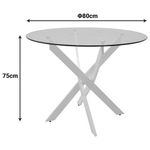 Τραπέζι Antoro Pakoworld Γυαλί και Μεταλλικά Πόδια σε Λευκή Απόχρωση Φ80x75εκ