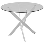 Τραπέζι Antoro Pakoworld Γυαλί και Μεταλλικά Πόδια σε Λευκή Απόχρωση Φ100x75εκ