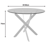 Τραπέζι Antoro Pakoworld Γυαλί και Μεταλλικά Πόδια σε Λευκή Απόχρωση Φ100x75εκ