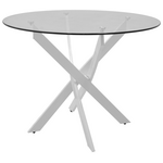 Τραπέζι Antoro Pakoworld Γυαλί και Μεταλλικά Πόδια σε Λευκή Απόχρωση Φ100x75εκ