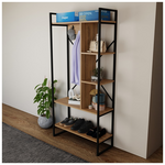 Έπιπλο Εισόδου Feranda Pakoworld με Ράφια oak με Μαύρο Μεταλλικό Σκελετό 88x34x180εκ