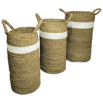 Διακοσμητικό Καλάθι Fesia Inart σετ 3τεμ Seagrass σε Φυσική-Λευκή Απόχρωση