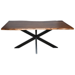 Τραπέζι Lenoua Pakoworld Μασίφ Ξύλο Ακακίας Πάχους 3.7-4εκ σε Καρυδί Απόχρωση με Μαύρα Μεταλλικά Πόδια 180x90x76εκ