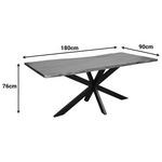 Τραπέζι Lenoua Pakoworld Μασίφ Ξύλο Ακακίας Πάχους 3.7-4εκ σε Καρυδί Απόχρωση με Μαύρα Μεταλλικά Πόδια 180x90x76εκ