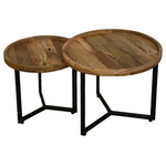 Τραπέζι Σαλονιού Kelly Pakoworld σετ 2τεμ Pakoworld Mango Ξύλο σε Φυσική-Μαύρη Απόχρωση