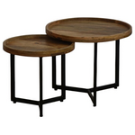 Τραπέζι Σαλονιού Kelly Pakoworld σετ 2τεμ Pakoworld Mango Ξύλο σε Φυσική-Μαύρη Απόχρωση