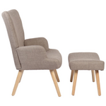 Πολυθρόνα-Μπερζέρα με Υποπόδιο Gerlina Pakoworld Γκρι-Μπεζ Ύφασμα με Πόδι σε Φυσική Απόχρωση 71x64x94εκ