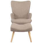 Πολυθρόνα-Μπερζέρα με Υποπόδιο Gerlina Pakoworld Γκρι-Μπεζ Ύφασμα με Πόδι σε Φυσική Απόχρωση 71x64x94εκ