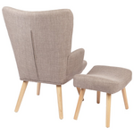 Πολυθρόνα-Μπερζέρα με Υποπόδιο Gerlina Pakoworld Γκρι-Μπεζ Ύφασμα με Πόδι σε Φυσική Απόχρωση 71x64x94εκ