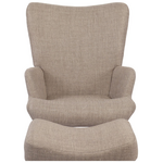 Πολυθρόνα-Μπερζέρα με Υποπόδιο Gerlina Pakoworld Γκρι-Μπεζ Ύφασμα με Πόδι σε Φυσική Απόχρωση 71x64x94εκ