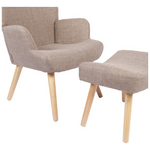 Πολυθρόνα-Μπερζέρα με Υποπόδιο Gerlina Pakoworld Γκρι-Μπεζ Ύφασμα με Πόδι σε Φυσική Απόχρωση 71x64x94εκ