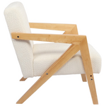 Πολυθρόνα Garifa Pakoworld Λευκό Ύφασμα με Πόδι σε Φυσική Απόχρωση 79x75x75εκ