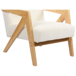 Πολυθρόνα Garifa Pakoworld Λευκό Ύφασμα με Πόδι σε Φυσική Απόχρωση 79x75x75εκ