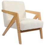 Πολυθρόνα Garifa Pakoworld Λευκό Ύφασμα με Πόδι σε Φυσική Απόχρωση 79x75x75εκ