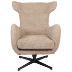 Πολυθρόνα Zefrina Pakoworld Περιστρεφόμενη Μπεζ Ύφασμα με Βάση σε Μαύρη Απόχρωση 82x77x99εκ