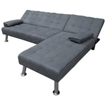 Γωνιακός Καναπές-Κρεβάτι Αναστρέψιμος Brisk Pakoworld Ύφασμα με Ανθρακί Απόχρωση 200x146x75εκ