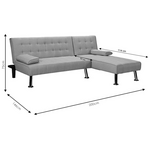 Γωνιακός Καναπές-Κρεβάτι Αναστρέψιμος Brisk Pakoworld Ύφασμα με Ανθρακί Απόχρωση 200x146x75εκ