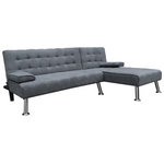 Γωνιακός Καναπές-Κρεβάτι Αναστρέψιμος Brisk Pakoworld Ύφασμα με Ανθρακί Απόχρωση 200x146x75εκ