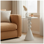 Βοηθητικό Τραπέζι Bilane Pakoworld Μέταλλο σε Κρεμ Απόχρωση Φ39x55εκ