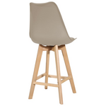 Σκαμπό Μπαρ Gaston Pakoworld pp-pu σε Cappuccino Απόχρωση και Ξύλινο Πόδι  48.5x56x104εκ