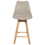 Σκαμπό Μπαρ Gaston Pakoworld pp-pu σε Cappuccino Απόχρωση και Ξύλινο Πόδι  48.5x56x104εκ