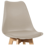 Σκαμπό Μπαρ Gaston Pakoworld pp-pu σε Cappuccino Απόχρωση και Ξύλινο Πόδι  48.5x56x104εκ