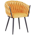 Πολυθρόνα Vivian Pakoworld Κίτρινο Βελούδο-Πόδι Μαύρο Μέταλλο 61x55x80εκ
