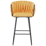 Σκαμπό Μπαρ Vivian Pakoworld Κίτρινο Βελούδο-Πόδι Μαύρο Μέταλλο 57x50x100εκ